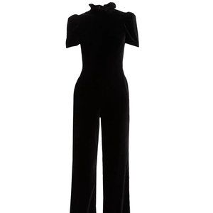 Alice and Olivia Velvet Jumpsuit Short Sleeves
